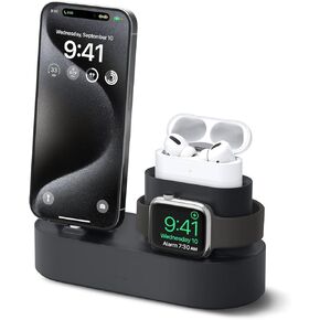 elago 3 in 1 Charging Station Compatible with Apple Products, Apple Watch Series 9/8/7/6/SE/5/4/3/2/1/SE, Apple AirPods Pro 2/1, AirPods 3/2/1 and All iPhone Models [Original Cables Required]