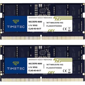 Timetec 32GB KIT(2x16GB) DDR5 4800MHz PC5-38400 Unbuffered Non-ECC 1.1V CL40 1Rx8 Single Rank 262 Pin SODIMM Laptop Memory RAM Module Upgrade (32GB KIT(2x16GB))