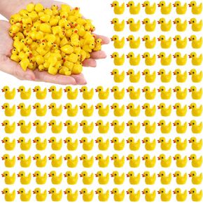 300 Pieces Mini Resin Ducks, Tiny Yellow Duck Figurines, Cute Duck Miniatures Bulk for Cake Decoration, School Project Accessories, DIY Crafts, Fairy Garden Landscape Aquarium Decorations