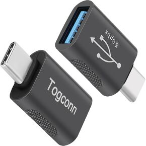 90 Degree USB to USB C Adapter 2 Pack, Up and Down Right Angle USB C Female to A Male Charger Connector Converter USB L Shape Extender, Support Charge & Data Sync for PC, Laptop, Mouse, Keyboard
