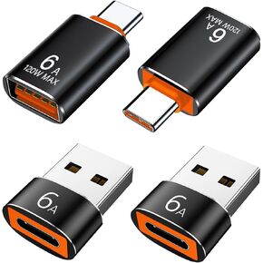 USB to USB C Adapter 4 Pack, USB A 3.0 Female to USB C Male OTG Adapter x2, USB C Female to USB Male Adapter x2, Compatible with MacBook, iPhone 15, Samsung Galaxy, Smartphones,Tablets,Laptops