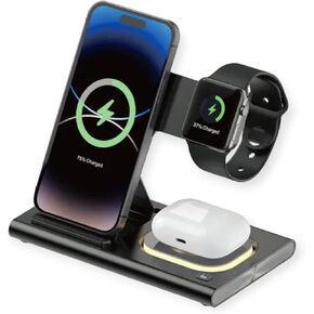 3 in 1 Wireless Charger for iPhone, wireless Charging Station for Apple Devices, Wireless Charger for iPhone 15 14 13 12 11 X Pro Max & Apple Watch,Charging Dock for AirPods 3/2/1/Pro in Saudi Arabia