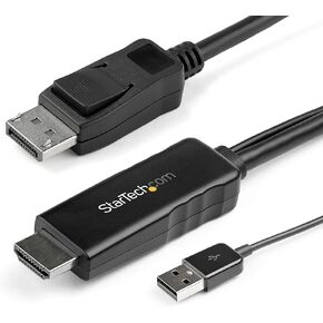 StarTech.com 10 ft. (3m) HDMI to DisplayPort Cable with USB Power - 4K 30Hz Active HDMI 1.4 to DP 1.2 Converter (HD2DPMM10), Black