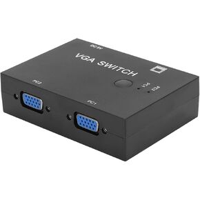 VGA Splitter Switcher, 2 in 1 Out 2 Port, Support 50ft Distance, Outdoor LED Display Connection, Plug and Play for 1 PC to Dual Monitor Computer
