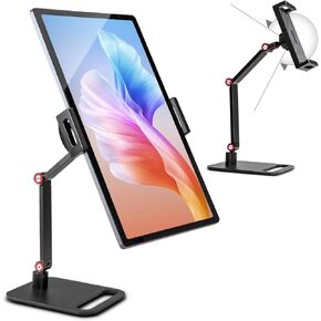 Stand Holder, Tablet Phone Desktop Stand with 2 Adjustable Arm and 360° Rotates, Foldable Stand Holder for iPad iPhone Tablet
