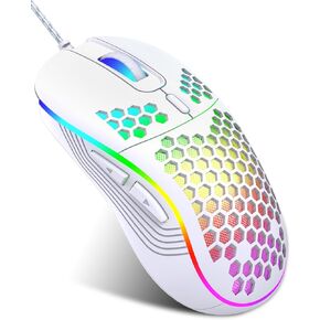 Wired Gaming Mouse, Computer Mouse Ergonomic Mice Honeycomb Design with RGB Backlight, 6 Buttons for PC/Mac/Laptop