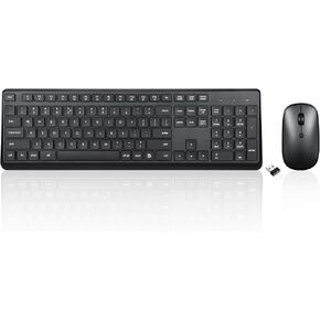 Perixx PERIDUO-716, Wireless Standard Keyboard and Optical Mouse Combo Set - Black
