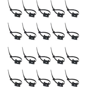 50PCS Saddle Type Mounts Base Black Cable Tie Mount Wire Holder Plastic Wire Clips Anchor Fastener with 5mm Screw Hole for Wire Management