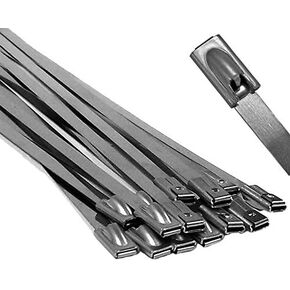 Electriduct 304 Stainless Steel Cable Ties 4 Inch 200 Lbs Heavy Duty Self Locking Ball Lock Zip Ties UV Resistant (25 Pack)