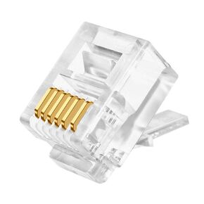RJ12 6P6C Connectors(100 Pieces Pack) 6 Pin Telephone Line Cable Wire Male Plug, AV00305