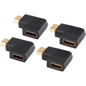J&D HDMI Adapter Male to Female, Flat HDMI Adapter (4 Pack), 90 and 270 Degree Right Angle HDMI Male to Female Adapter Gold Plated Vertical Flat HDMI Adapter