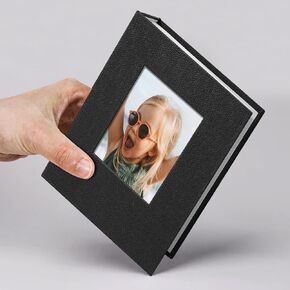 Vienrose Small Photo Album 4x6 Slip-in Picture Album 50 Pages Holds 100 Photos, Portable Photo Book 4x6 for Wedding Family Baby Travel Black