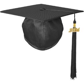 Unisex Shiny Adult Graduation Cap with 2024 Charm Tassel for High School and Bachelor