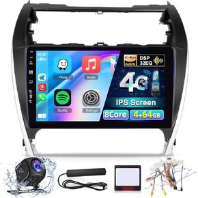 [8 Core 4+64] Android 13 Car Stereo for Toyota Camry 2012 2013 2014-10 inch IPS Touchscreen Radio with Carplay & Android Auto - 4G SIM Card/DSP 32EQ / FM AM RDS/Bluetooth 5.1 + AHD Backup Camera