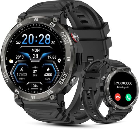 Smart Watch, AVUMDA Waterproof Military Smart Watches for Men with Bluetooth Call (Answer/Dial Call), 1.52'' Outdoor Tactical Fitness Tracker Watch 100+ Sports Modes for Android iOS in Saudi Arabia