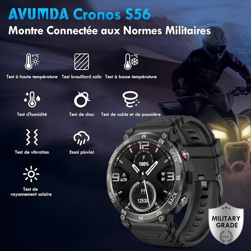 Smart Watch, AVUMDA Waterproof Military Smart Watches for Men with Bluetooth Call (Answer/Dial Call), 1.52'' Outdoor Tactical Fitness Tracker Watch 100+ Sports Modes for Android iOS in Saudi Arabia