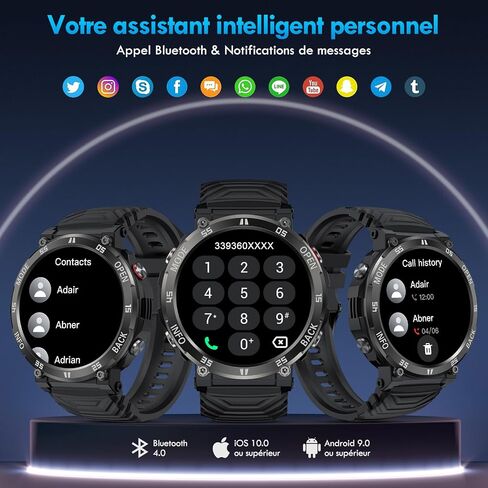 Smart Watch, AVUMDA Waterproof Military Smart Watches for Men with Bluetooth Call (Answer/Dial Call), 1.52'' Outdoor Tactical Fitness Tracker Watch 100+ Sports Modes for Android iOS in Saudi Arabia