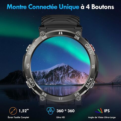 Smart Watch, AVUMDA Waterproof Military Smart Watches for Men with Bluetooth Call (Answer/Dial Call), 1.52'' Outdoor Tactical Fitness Tracker Watch 100+ Sports Modes for Android iOS in Saudi Arabia