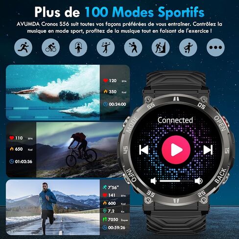 Smart Watch, AVUMDA Waterproof Military Smart Watches for Men with Bluetooth Call (Answer/Dial Call), 1.52'' Outdoor Tactical Fitness Tracker Watch 100+ Sports Modes for Android iOS in Saudi Arabia