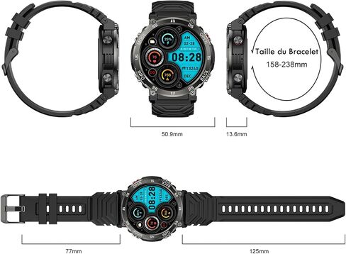 Smart Watch, AVUMDA Waterproof Military Smart Watches for Men with Bluetooth Call (Answer/Dial Call), 1.52'' Outdoor Tactical Fitness Tracker Watch 100+ Sports Modes for Android iOS in Saudi Arabia