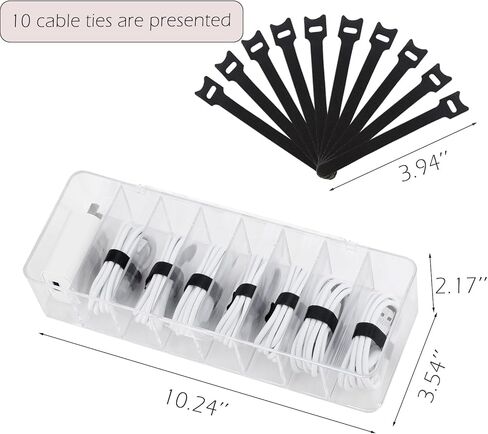 منظم صندوق الكابلات، صندوق إدارة الكابلات الأبيض، تنظيم الأسلاك، صندوق منظم الأسلاك البلاستيكية الشفافة مع 10 روابط سلكية، 8 فتحات in Kuwait