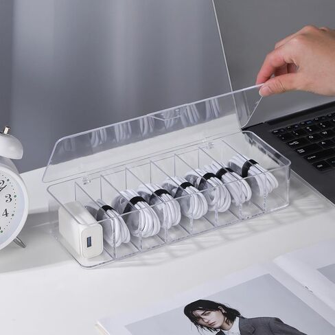 منظم صندوق الكابلات، صندوق إدارة الكابلات الأبيض، تنظيم الأسلاك، صندوق منظم الأسلاك البلاستيكية الشفافة مع 10 روابط سلكية، 8 فتحات in Kuwait