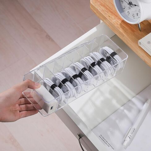 منظم صندوق الكابلات، صندوق إدارة الكابلات الأبيض، تنظيم الأسلاك، صندوق منظم الأسلاك البلاستيكية الشفافة مع 10 روابط سلكية، 8 فتحات in Kuwait