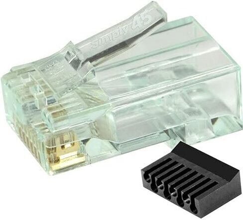 Standard Shielded (External Ground) Cat6/6a RJ45 Modular Plugs with Bar45 Load Bar - Green Tint, 50-Pieces/Jar, 3 Prong Pin Design - S45-1150 in Saudi Arabia