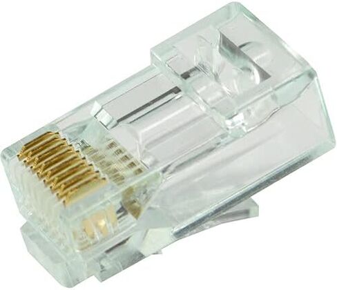 Standard Shielded (External Ground) Cat6/6a RJ45 Modular Plugs with Bar45 Load Bar - Green Tint, 50-Pieces/Jar, 3 Prong Pin Design - S45-1150 in Saudi Arabia