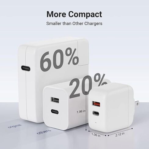 كتلة شاحن USB C بقدرة 65 وات، شاحن Haoddr بمنفذين، شاحن سريع من النوع C قابل للطي، شاحن سفر لأجهزة MacBook Air وiPhone وiPad وSurface pro وGalaxy والمزيد in Saudi Arabia