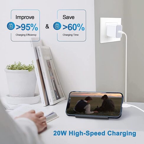 شاحن USB-C لهاتف iPhone، محول طاقة شاحن PD سريع 20 وات، صندوق مكعبات توصيل USB C متوافق مع iPhone SE/14/13/12/11 Pro Max XS X 8، Airpods Pro، MacBook، iPad Pro/Air/Mini، سامسونج جالاكسي اس22 اس21 in Kuwait
