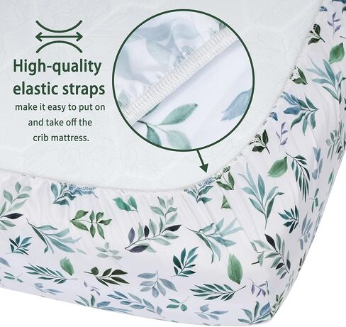 Baby Crib Sheets for Boys Girls, 2 Pack Fitted Crib Sheet for Standard Crib and Toddler Mattress, Soft Microfiber Baby Sheet 52x28x8in. (Green Leaf & Clouds) in Saudi Arabia