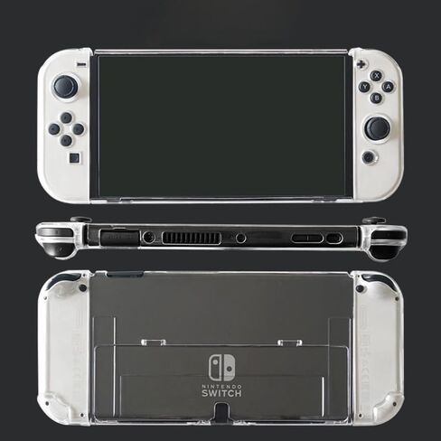حافظة واقية شفافة من NS متوافقة مع غطاء Nintendo Switch OLED 2021 الشفاف مع ملحقات فتحة البطاقة، وغطاء صلب، ومواد غير سيليكون in Kuwait