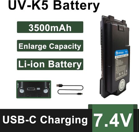 2 حزم UV-K5(8) نوع-c شحن بطارية بديلة UV-K5 بطارية ليثيوم أيون 2600 مللي أمبير لراديو UV-K6 لملحقات جهاز الاتصال اللاسلكي للكبار 7.4 فولت in Kuwait