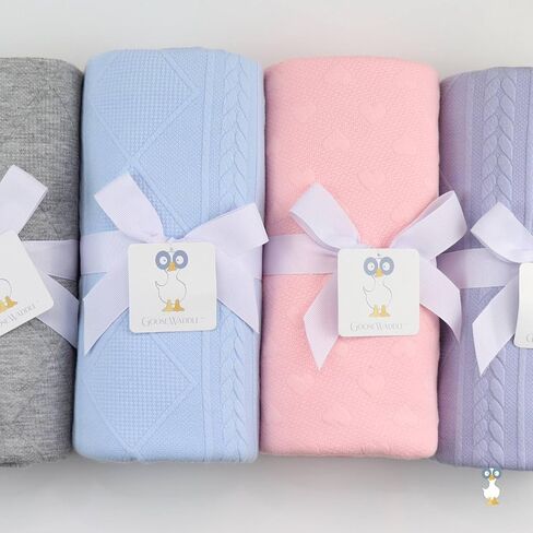 GooseWaddle Luxury Knit Baby Blanket (30"x40"), Premium Comfort from Ultra Soft Fabrics That Get Softer with Use, Perfect for Any Infant Nursery, Boy or Girl, Machine Washable (Blue) in Saudi Arabia