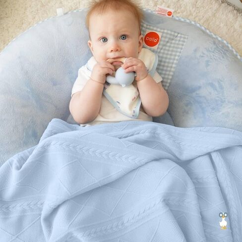 GooseWaddle Luxury Knit Baby Blanket (30"x40"), Premium Comfort from Ultra Soft Fabrics That Get Softer with Use, Perfect for Any Infant Nursery, Boy or Girl, Machine Washable (Blue) in Saudi Arabia
