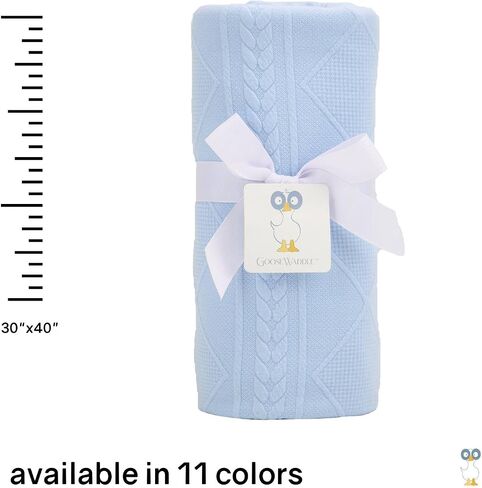GooseWaddle Luxury Knit Baby Blanket (30"x40"), Premium Comfort from Ultra Soft Fabrics That Get Softer with Use, Perfect for Any Infant Nursery, Boy or Girl, Machine Washable (Blue) in Saudi Arabia