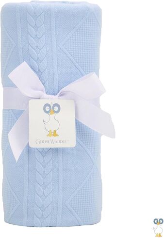 GooseWaddle Luxury Knit Baby Blanket (30"x40"), Premium Comfort from Ultra Soft Fabrics That Get Softer with Use, Perfect for Any Infant Nursery, Boy or Girl, Machine Washable (Blue) in Saudi Arabia