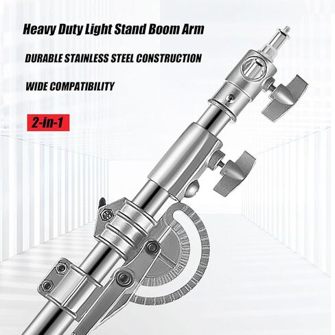 100% Stainless Steel Light Stand with Boom Arm, 12.5ft/3.8m Heavy Duty 2-in-1 Tripod Light Stand with 6ft/185cm Holding Arm, Sandbag for Studio Monolight Softbox Reflector Photography in Saudi Arabia