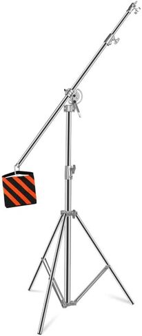 100% Stainless Steel Light Stand with Boom Arm, 12.5ft/3.8m Heavy Duty 2-in-1 Tripod Light Stand with 6ft/185cm Holding Arm, Sandbag for Studio Monolight Softbox Reflector Photography in Saudi Arabia