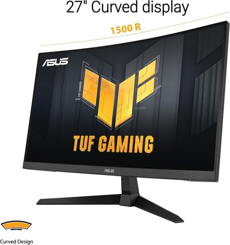 ASUS TUF Gaming 27" 1080P Curved Monitor (VG27VQ3B) – Full HD, 180Hz, 1ms, Extreme Low Motion Blur Sync, FreeSync, 1500R curvature, Eye Care, 90% DCI-P3, DisplayWidget, 3 yr warranty in Saudi Arabia