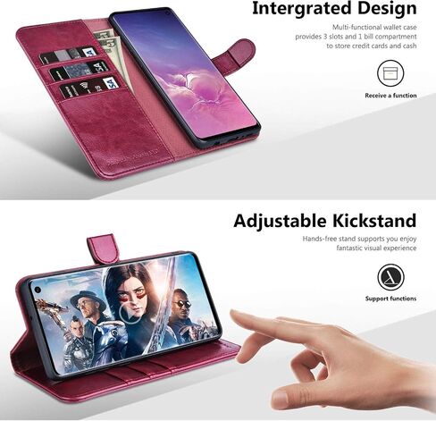 OCASE Samsung Galaxy S10 Case [ Card Slot ] [ Kickstand ] [TPU Shockproof Interior ] Leather Flip Wallet Case for Samsung Galaxy S10 Devices (Black) in Kuwait