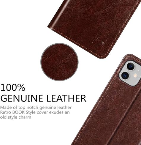 Belemay iPhone 11 Wallet Case, iPhone 11 Case, [Genuine Cowhide Leather Case] Slim Fit Folio Book Flip Cover Card Holder Slots, Kickstand Function, Cash Pockets Compatible iPhone 11 (6.1-inch), Black in Kuwait