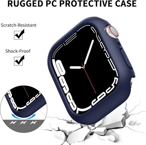 (6 عبوات) GEAK متوافق مع حافظة Apple Watch 7 مقاس 41 مم، إطار غطاء واقٍ من الصدمات من البولي كربونات الصلب متوافق مع ملحقات iWatch Series 7، أسود/كحلي/أبيض/وردي/ذهبي وردي/فضي in Kuwait