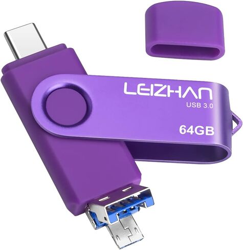 Leizhan 32GB Flash Drive 3 in 1 Type-C/Micro/USB 3.0 OTG Flash Drive High Speed Memory Stick Thumb Drive Compatible with Samsung Galaxy,Hua Wei,LG,Google Pixel, More Android Smartphone, Tablet, PC in Kuwait