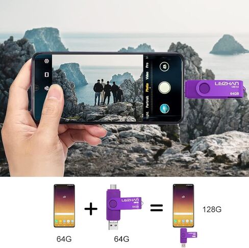 Leizhan 32GB Flash Drive 3 in 1 Type-C/Micro/USB 3.0 OTG Flash Drive High Speed Memory Stick Thumb Drive Compatible with Samsung Galaxy,Hua Wei,LG,Google Pixel, More Android Smartphone, Tablet, PC in Kuwait