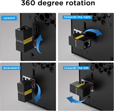 90 Degree Ethernet Extender Adapter 360 Degree Rotation, Right Angle LAN RJ45 Male to Female Extension Adapter Connector for Cat6 Cat5 Cat5e (2Pack) in Saudi Arabia