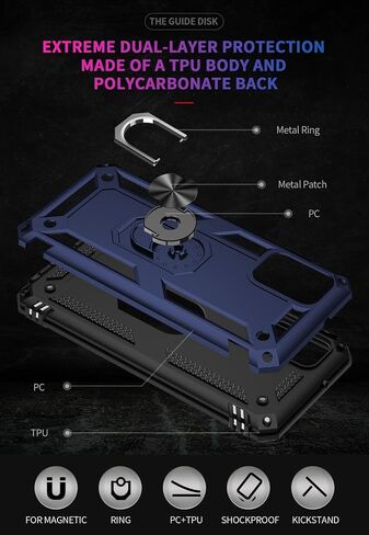 for Samsung Galaxy A03S Case,Galaxy A03S Case with Camera Cover & 360°Kickstand Ring with Screen Protector, Military Grade Shockproof Protective Phone Case for Samsung A03S (Case Black) in Saudi Arabia