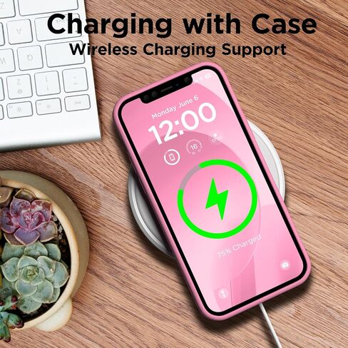 حافظة لهاتف iPhone 12 وiPhone 12 Pro، [واقي عدسة الكاميرا + واقي شاشة]، غطاء هاتف رفيع وبطانة ناعمة من الألياف الدقيقة من السيليكون المقاوم للصدمات مقاس 6.1 بوصة، وردي فاتح in Kuwait