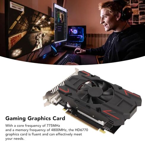 VBESTLIFE HD6770 4GB Graphics Card, DDR5, 128bit, PCI Express 2.0 16X, 775/4800MHz, 2560x1600, PC Gaming Video Card with , DVI I and VGA Ports (HD6770 4GB DDR5) in Saudi Arabia